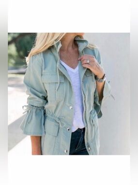 Banana Republic Light Sage Drawstring Sleeve Utility Jacket - Women